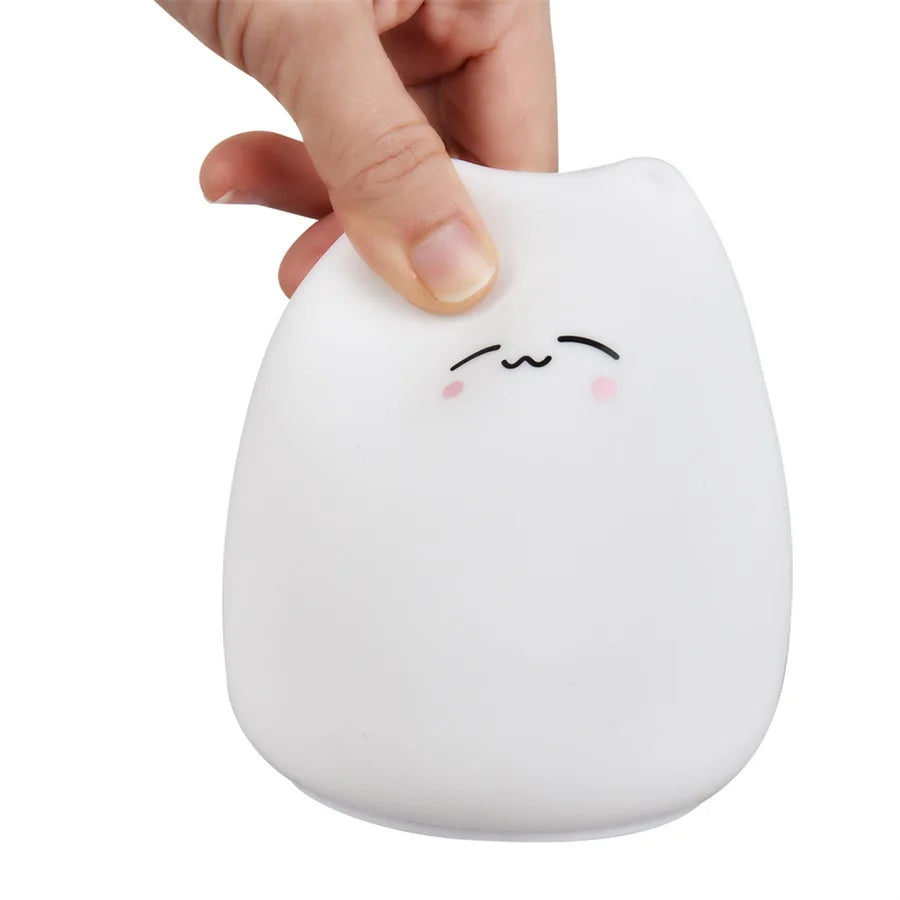 Silicone Animal Night Light for Kids | Dimmable Touch Sensor LED | 7-Color Changing Nursery Lamp