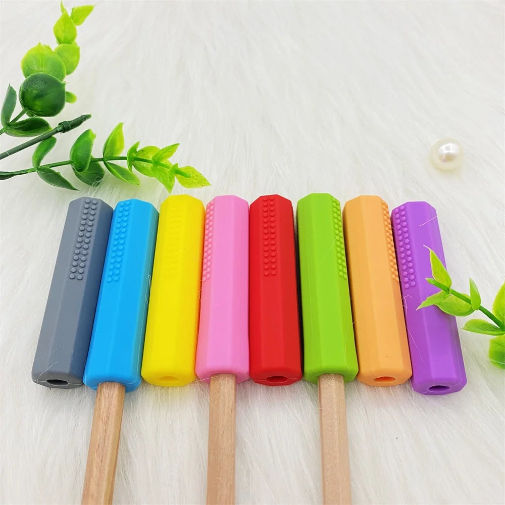 Sensory Chew Necklace Set (5 Pack) – Silicone Chewy Pencil Toppers for Kids with Autism & ADHD