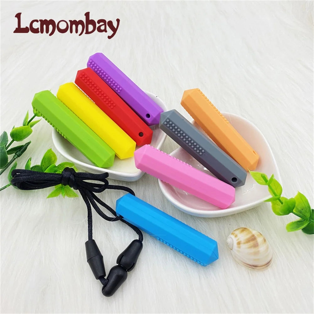 Sensory Chew Necklace Set (5 Pack) – Silicone Chewy Pencil Toppers for Kids with Autism & ADHD