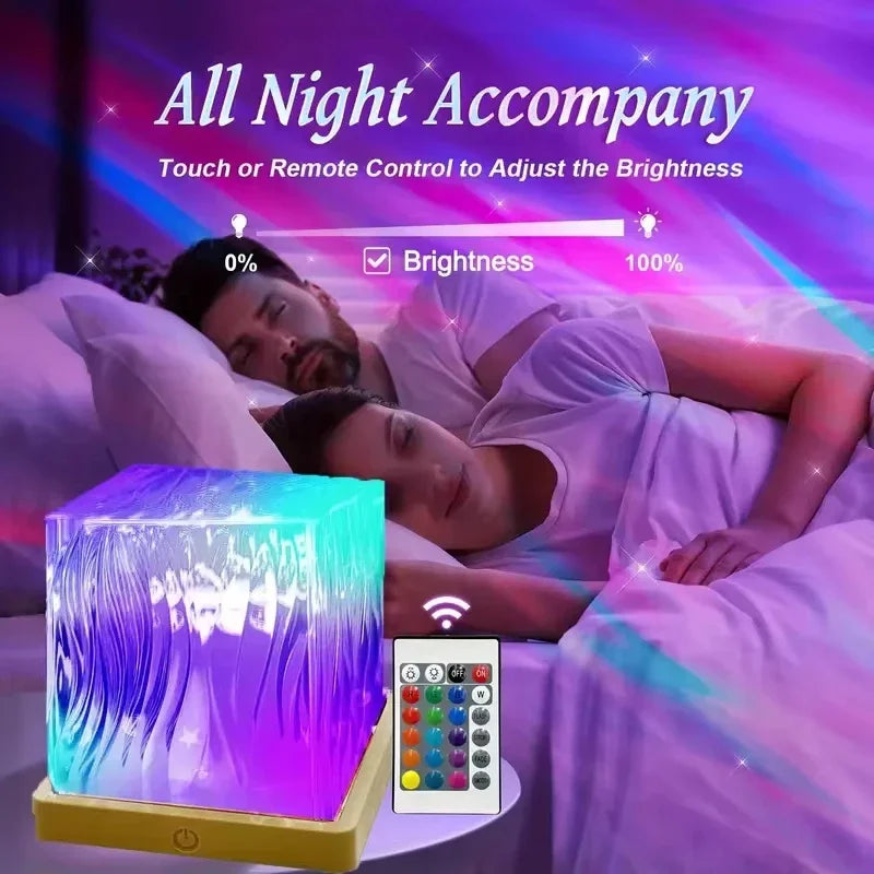 Ocean Wave Crystal Projector – 16-Color Dynamic Water Ripple LED Night Light with Remote Control
