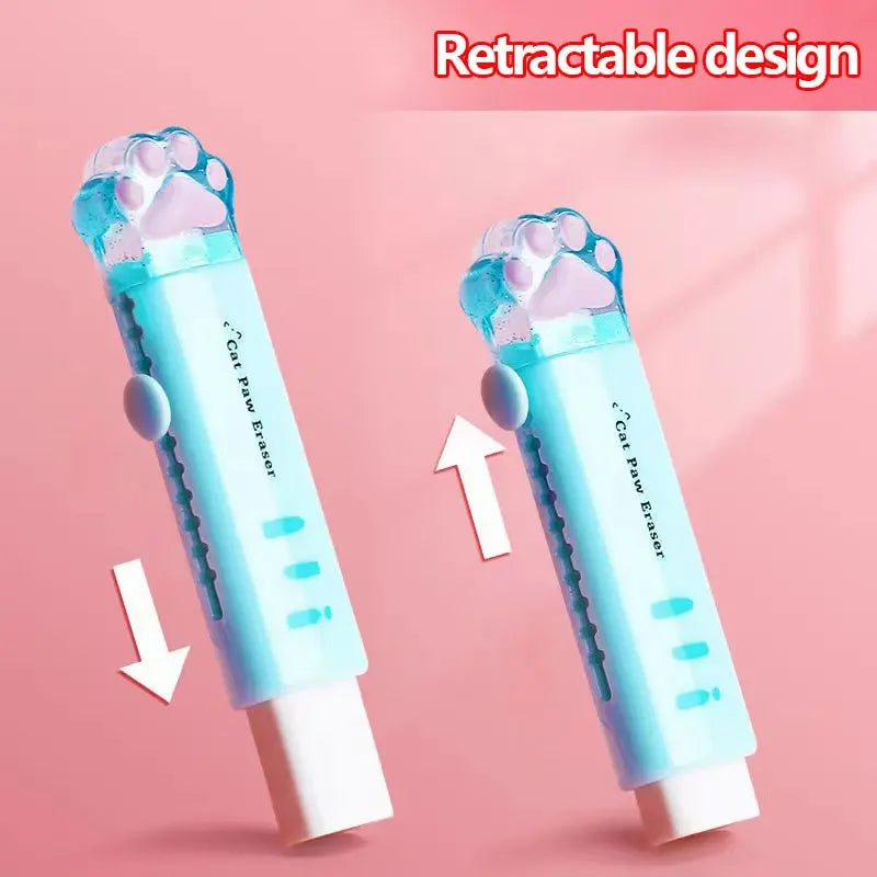Kawaii Cat Paw Retractable Eraser – Cute Push-Pull Rubber for School, Drawing & Office