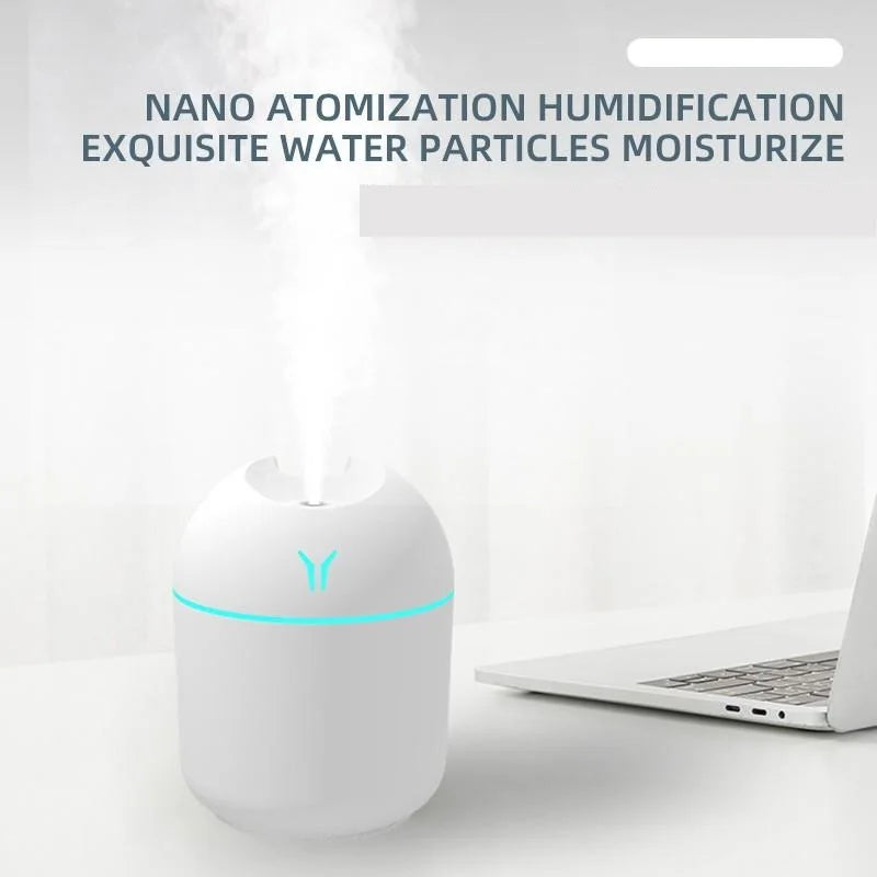 ZenMist 250ML Mini USB Air Humidifier – Ultrasonic Aroma Diffuser with LED Ambiance Light for Home & Car