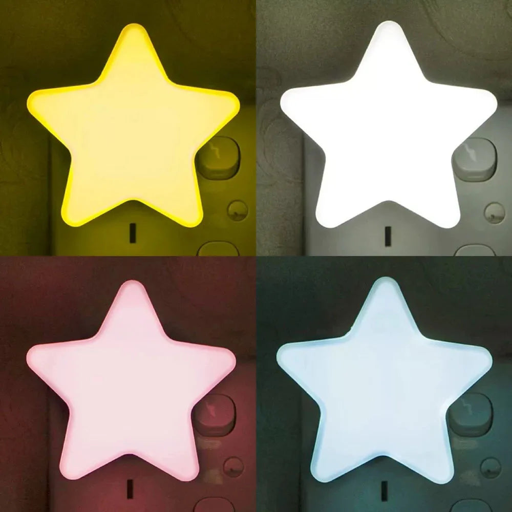 Celestial Star LED Plug-In Night Light – Automatic Dusk-to-Dawn Sensor for Kids' Rooms & Hallways