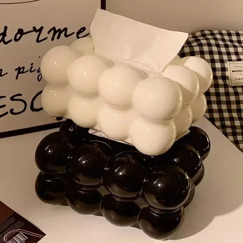 Serene Cloud Decorative Tissue Box Cover – Modern Minimalist Desktop Organizer