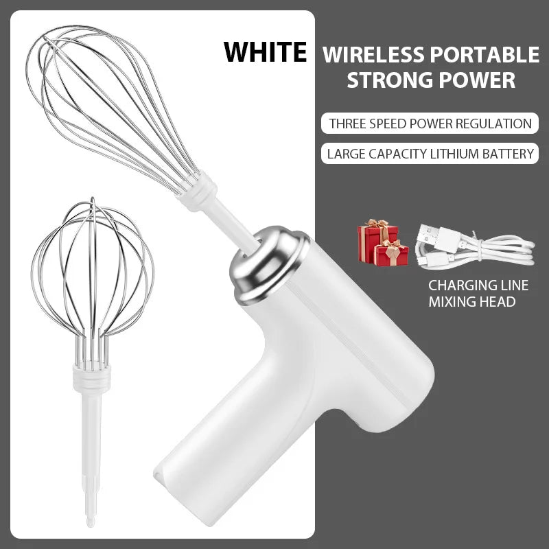 SwiftWhisk™ Cordless Electric Hand Mixer – Rechargeable 3-Speed Egg Beater & Cream Blender for Baking