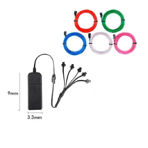 5-in-1 EL Wire Neon Glow Kit | DIY LED Costume & Party Lights | Portable Luminous Wire for Dance & Decor