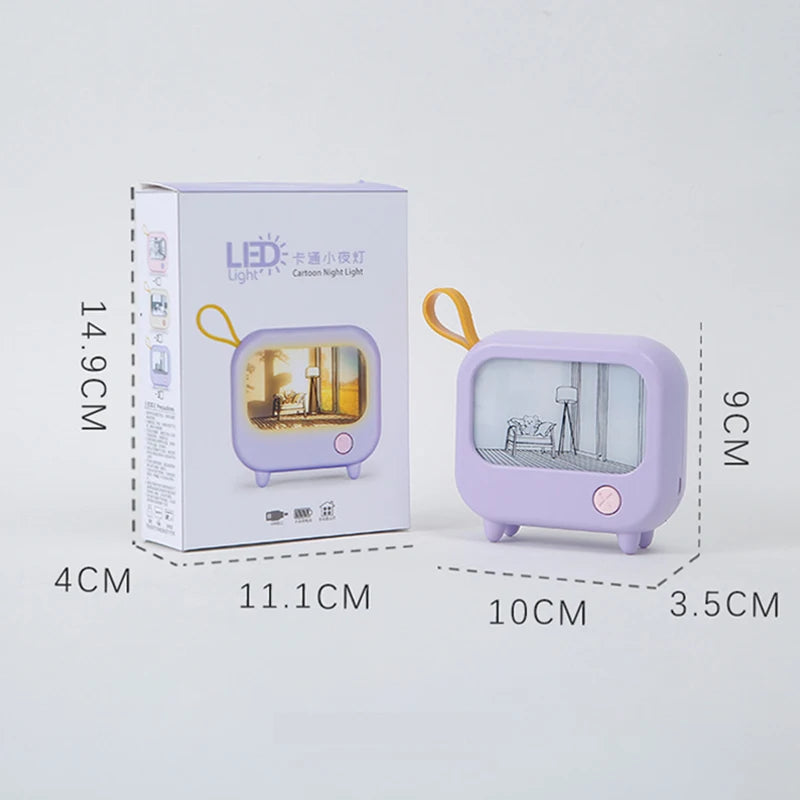 Retro TV LED Night Light – Cute Mini Desk Lamp for Kids Bedroom & Home Decor