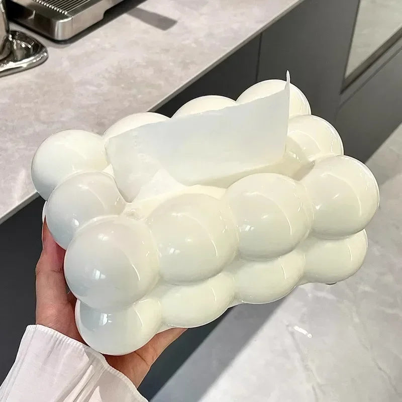 Serene Cloud Decorative Tissue Box Cover – Modern Minimalist Desktop Organizer