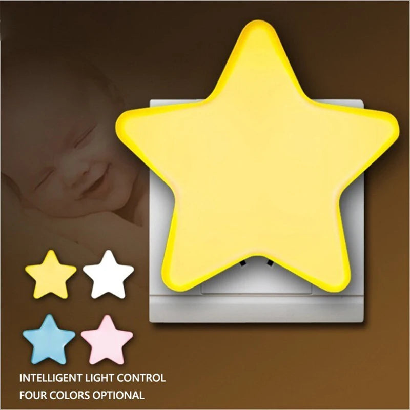 Celestial Star LED Plug-In Night Light – Automatic Dusk-to-Dawn Sensor for Kids' Rooms & Hallways
