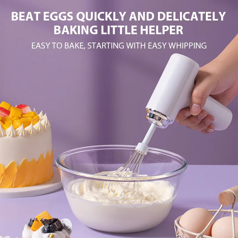 SwiftWhisk™ Cordless Electric Hand Mixer – Rechargeable 3-Speed Egg Beater & Cream Blender for Baking