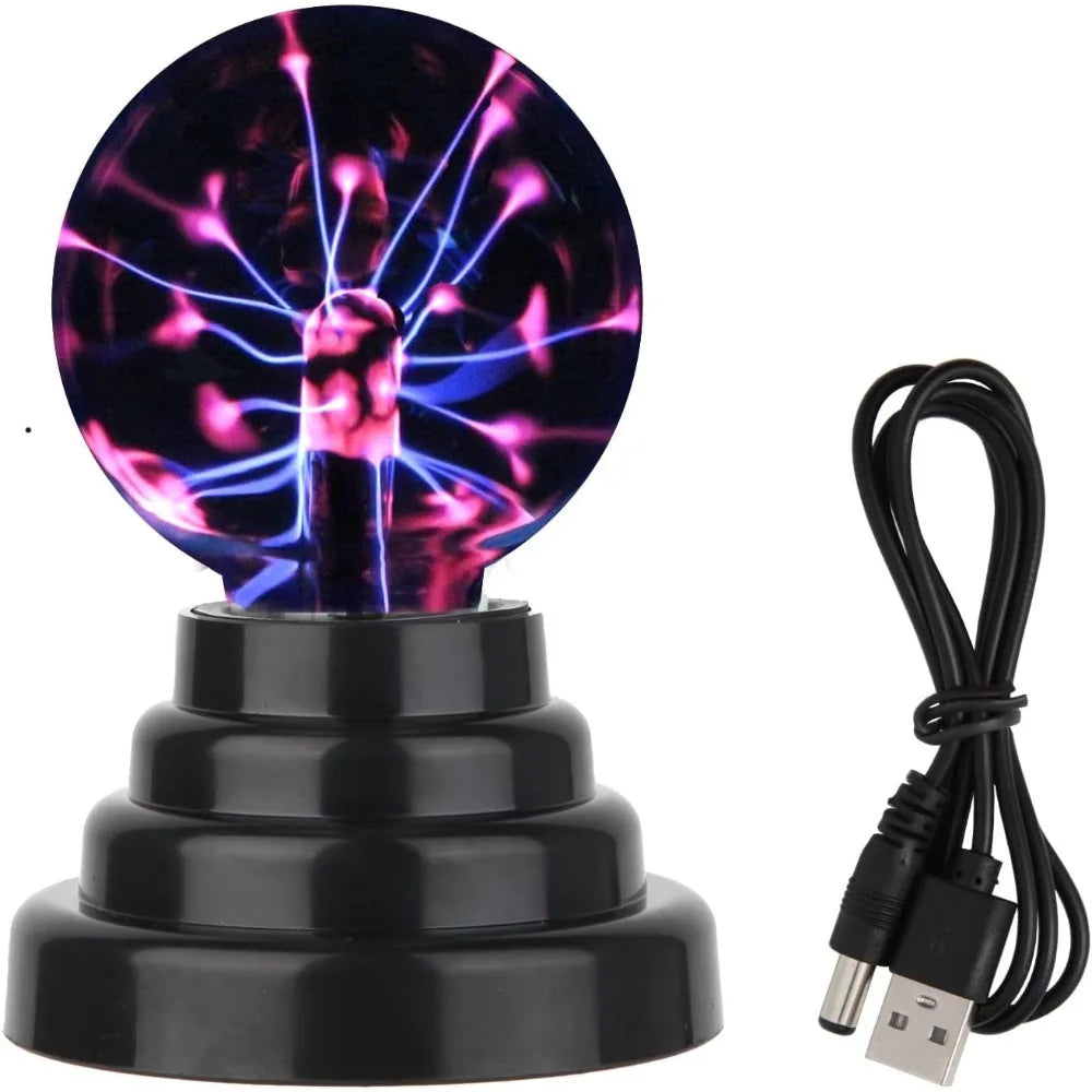 3" Touch Plasma Ball Lamp – Interactive LED Lightning Globe Night Light for Bedroom & Desk Decor