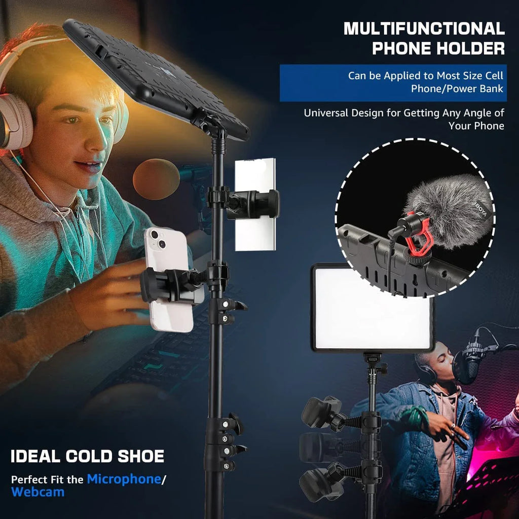 Dimmable LED Video Light Panel with Adjustable Tripod Stand | Portable Photography Fill Lighting