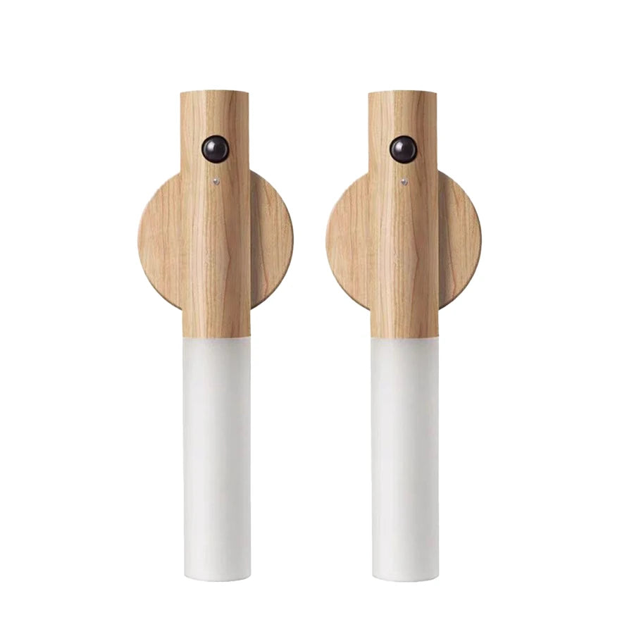 Magnetic Wooden Motion Sensor Light | Cordless LED Wall Sconce & Night Light | Rechargeable Smart Lighting