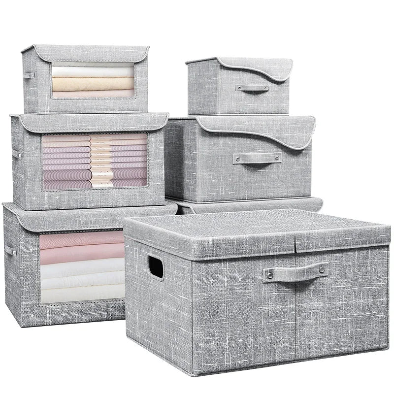 Large Foldable Storage Box with Lid – Heavy Duty Wardrobe Organizer for Clothes & Toys