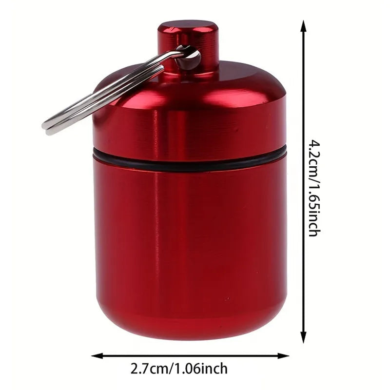 TitanSeal™ Waterproof Aluminum Pill Keychain – Ultra-Lightweight Emergency Storage & Earplug Container