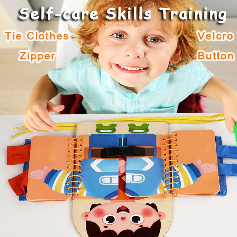 Montessori Sensory Busy Book – Toddler Life Skills Training & Fine Motor Quiet Book for Travel & Learning
