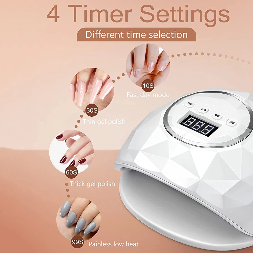 UV LED Nail Lamp with LCD Display – Professional Gel Nail Dryer with Memory Timer