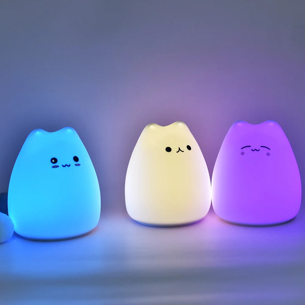 Silicone Animal Night Light for Kids | Dimmable Touch Sensor LED | 7-Color Changing Nursery Lamp