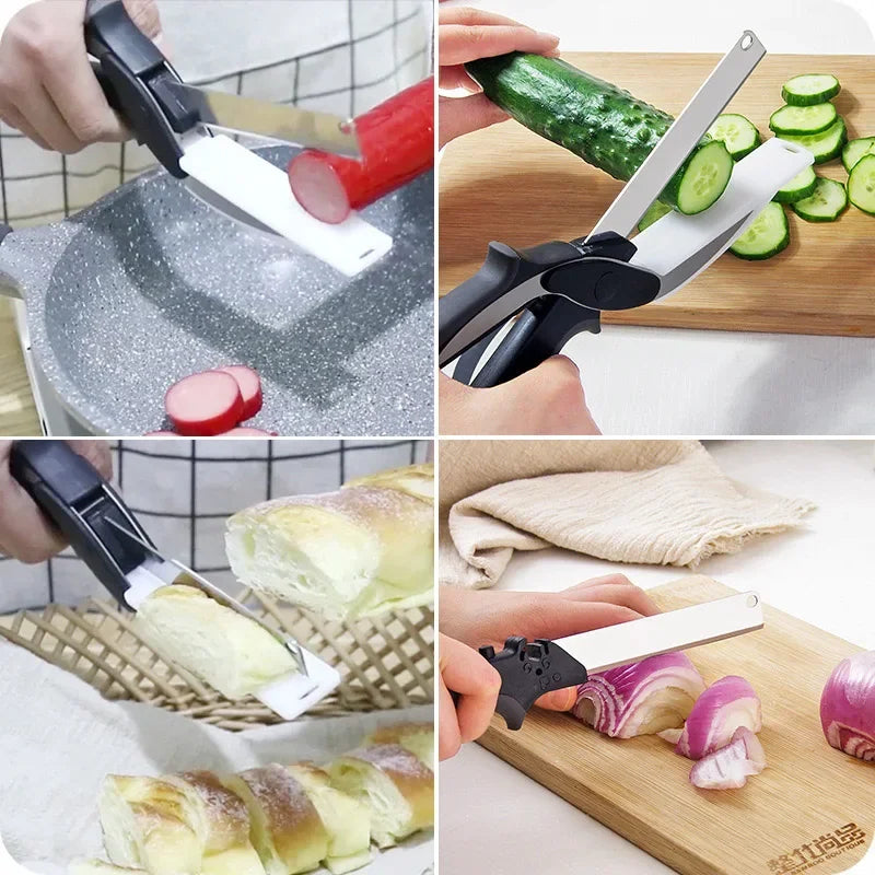 SwiftCut 2-in-1 Kitchen Scissors – Handheld Food Chopper & Built-in Cutting Board for Effortless Meal Prep