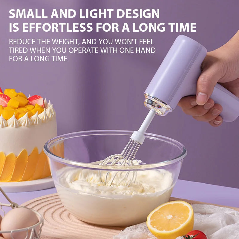 SwiftWhisk™ Cordless Electric Hand Mixer – Rechargeable 3-Speed Egg Beater & Cream Blender for Baking