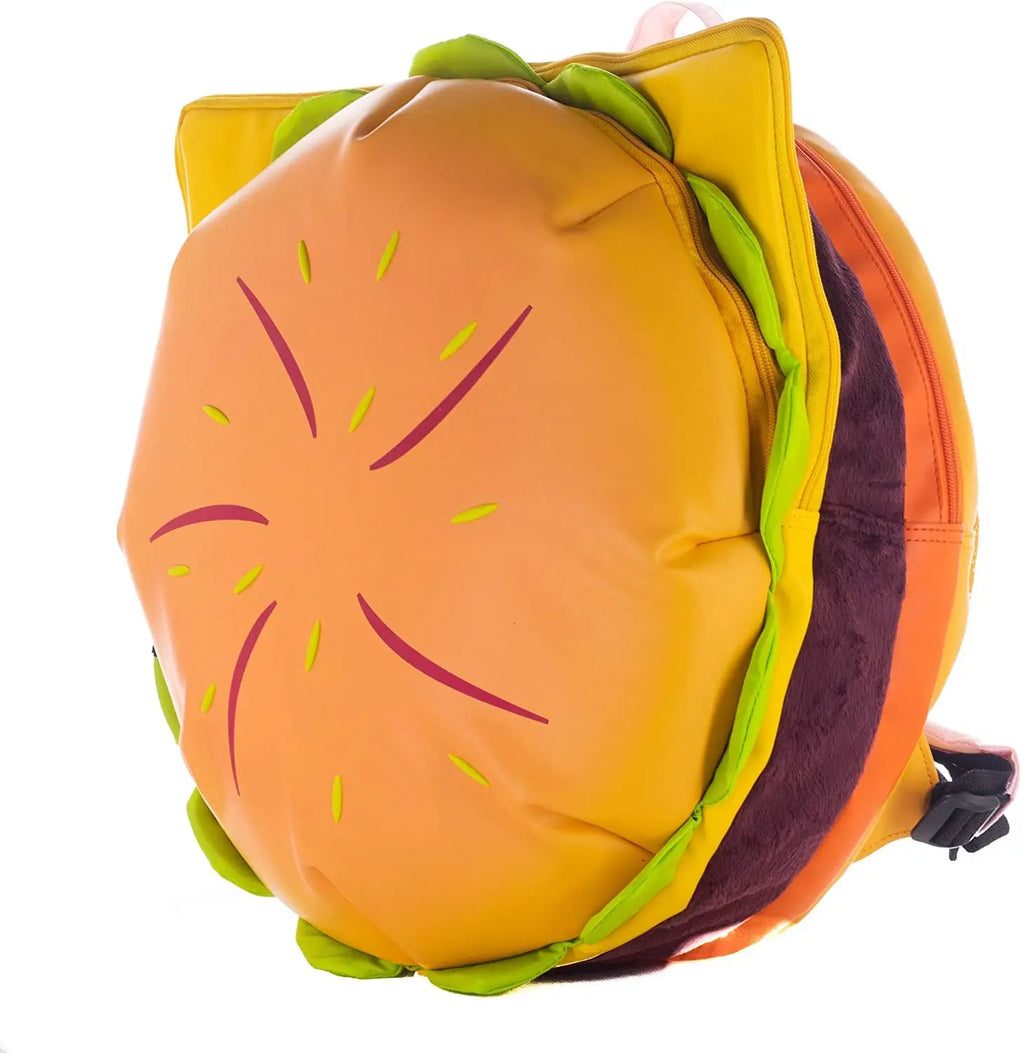 Plush Hamburger Backpack – Cartoon Burger School Bag with Large Capacity & Soft Plush Design