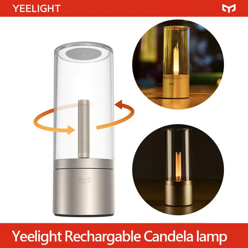 Yeelight Candela Rechargeable LED Ambiance Lamp – 1800K Warm Candlelight with Stepless Dimming