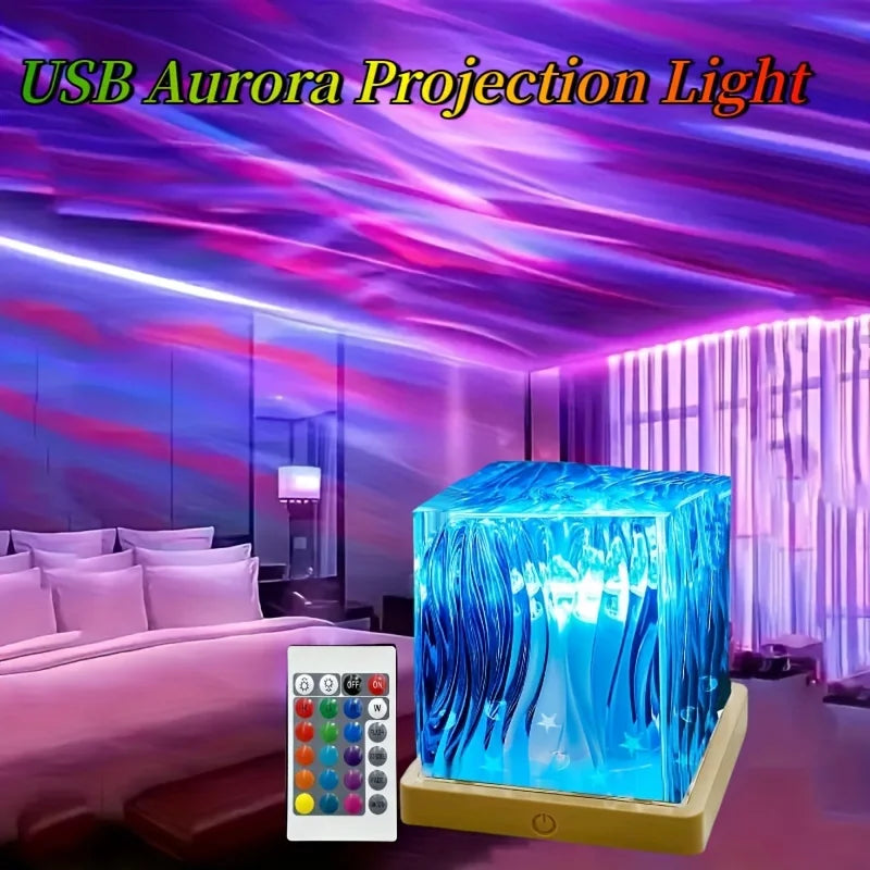 Ocean Wave Crystal Projector – 16-Color Dynamic Water Ripple LED Night Light with Remote Control