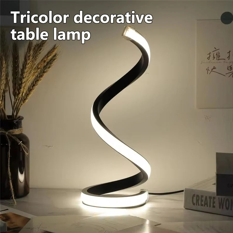 Modern Helix LED Spiral Table Lamp – Minimalist Dimmable Ambient Light for Bedroom, Office & Living Room