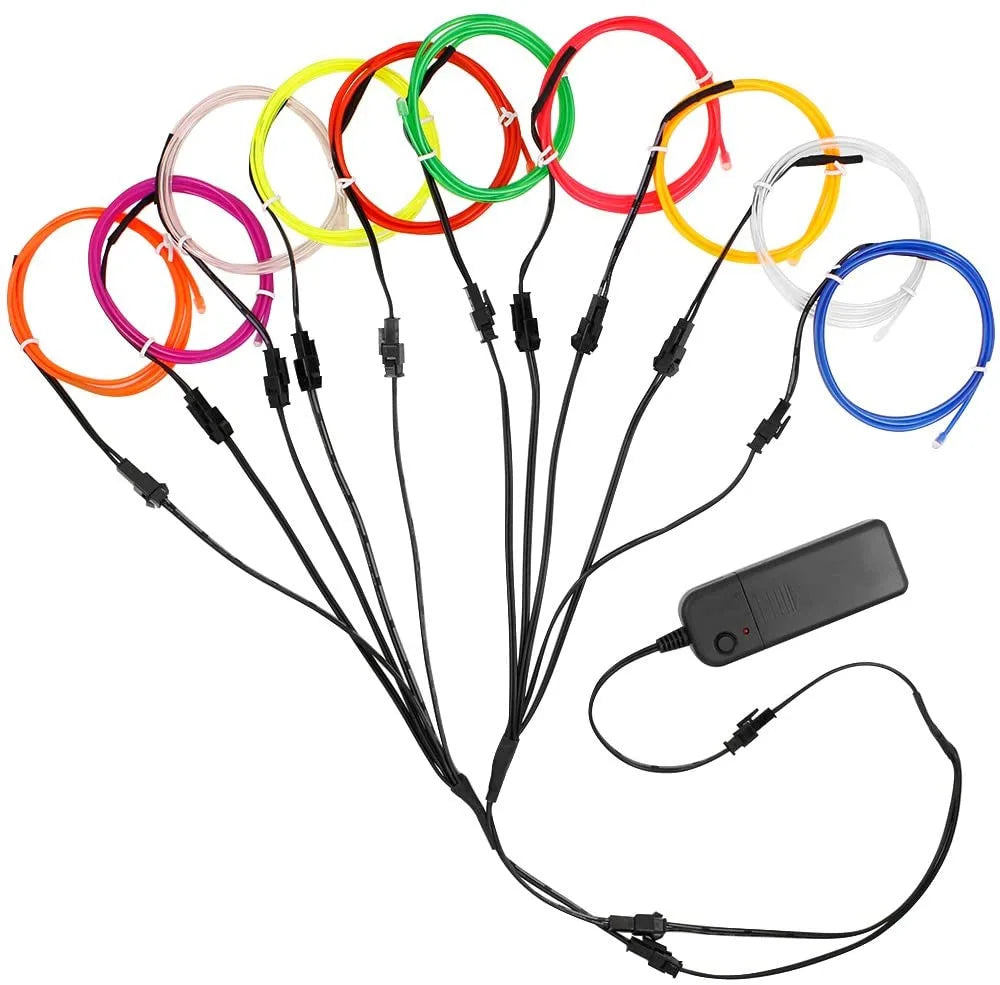 5-in-1 EL Wire Neon Glow Kit | DIY LED Costume & Party Lights | Portable Luminous Wire for Dance & Decor
