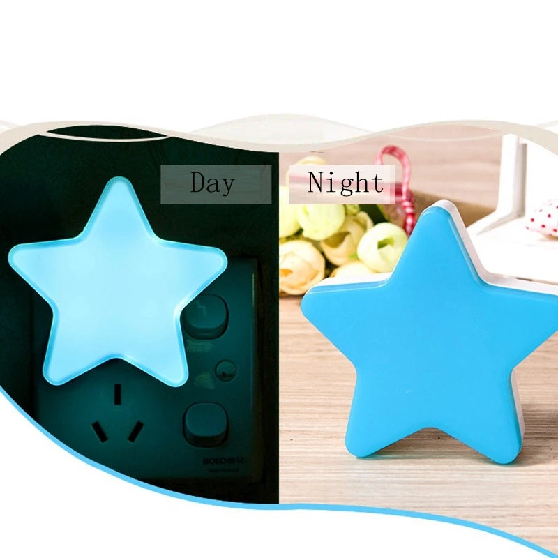Celestial Star LED Plug-In Night Light – Automatic Dusk-to-Dawn Sensor for Kids' Rooms & Hallways