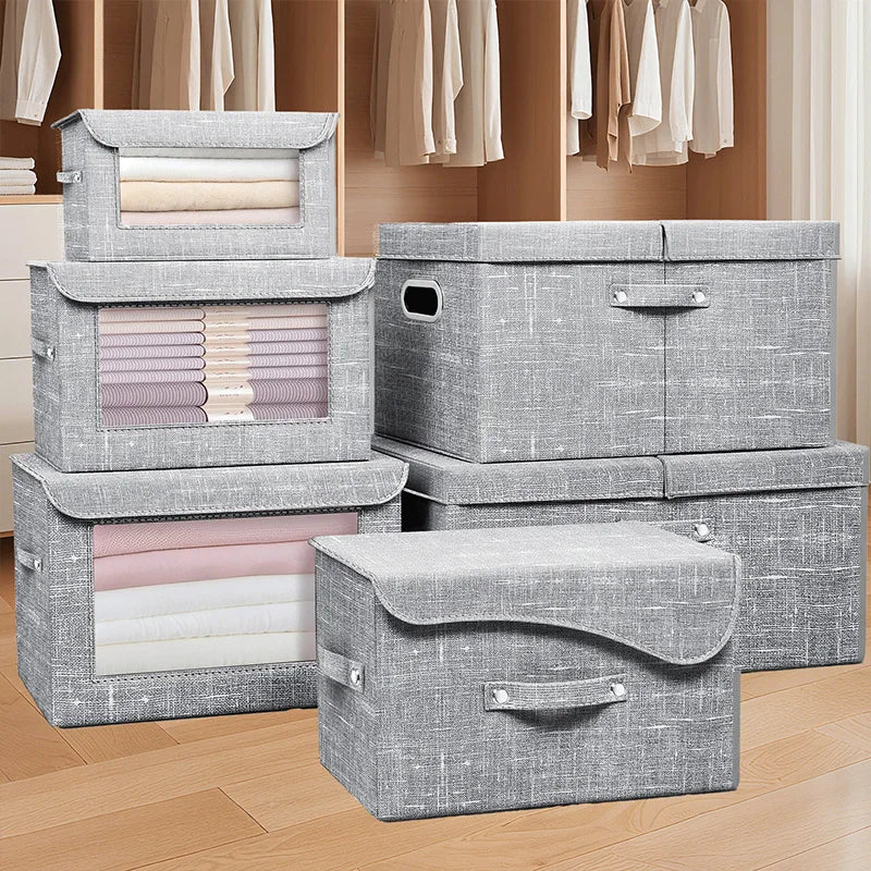 Large Foldable Storage Box with Lid – Heavy Duty Wardrobe Organizer for Clothes & Toys