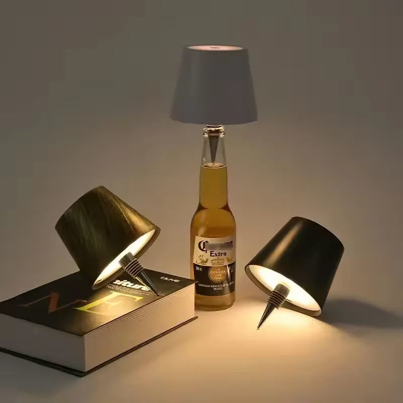 AuraFit Wireless Bottle Topper Lamp – Touch-Controlled LED Table Light with 3 Color Modes & Rechargeable Battery