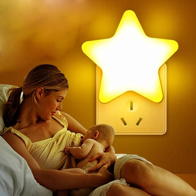 Celestial Star LED Plug-In Night Light – Automatic Dusk-to-Dawn Sensor for Kids' Rooms & Hallways