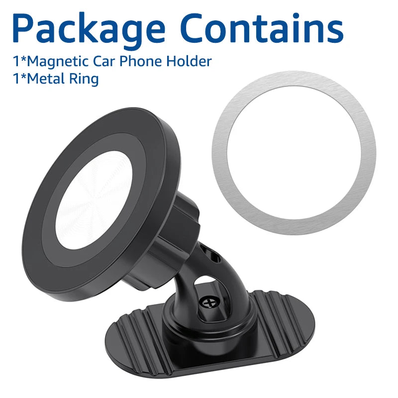 Magnetic Car Phone Mount – 360° Rotating MagSafe Compatible Dashboard Phone Holder