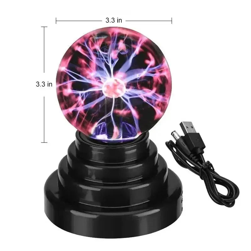 3" Touch Plasma Ball Lamp – Interactive LED Lightning Globe Night Light for Bedroom & Desk Decor
