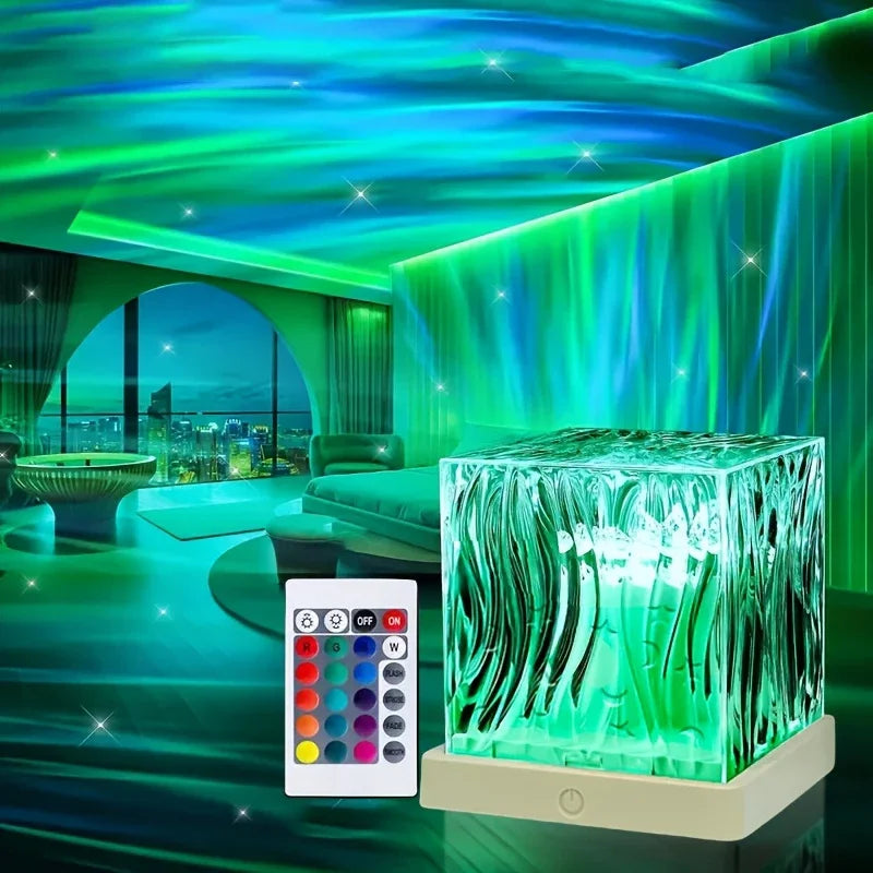 Ocean Wave Crystal Projector – 16-Color Dynamic Water Ripple LED Night Light with Remote Control