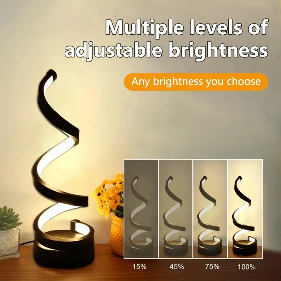Modern Helix LED Spiral Table Lamp – Minimalist Dimmable Ambient Light for Bedroom, Office & Living Room