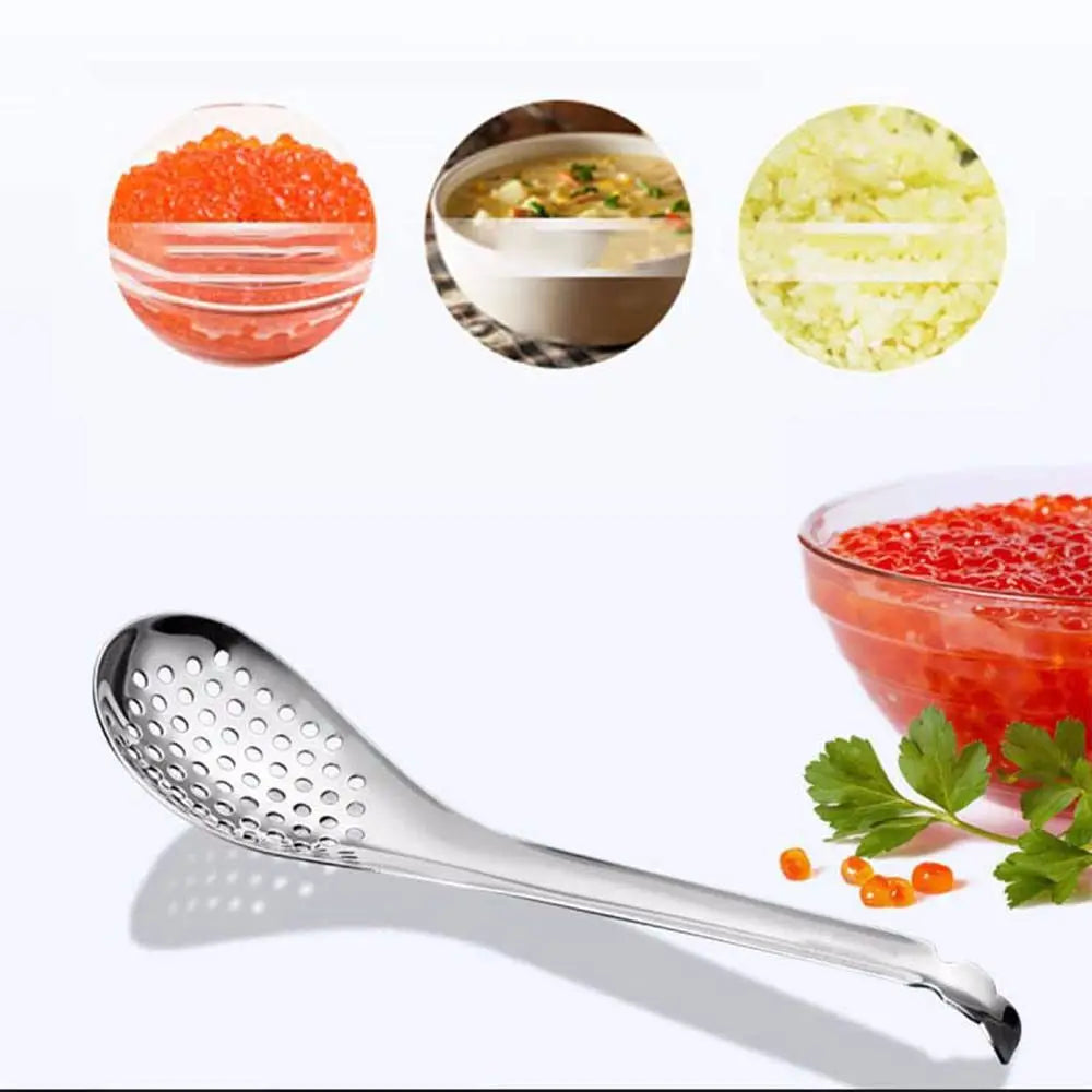 Stainless Steel 56-Hole Slotted Caviar Spoon – Fine Mesh Straining Kitchen Tool