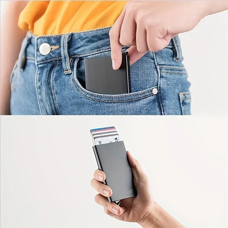 VaultPro Slim RFID-Blocking Metal Wallet – Anti-Theft Aluminum Credit Card Case for Men & Women