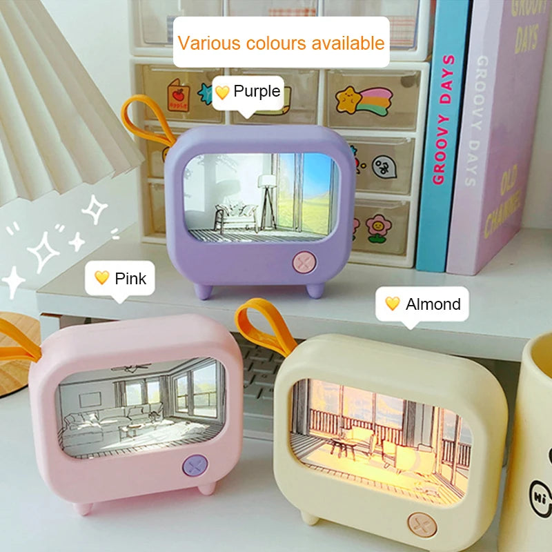 Retro TV LED Night Light – Cute Mini Desk Lamp for Kids Bedroom & Home Decor