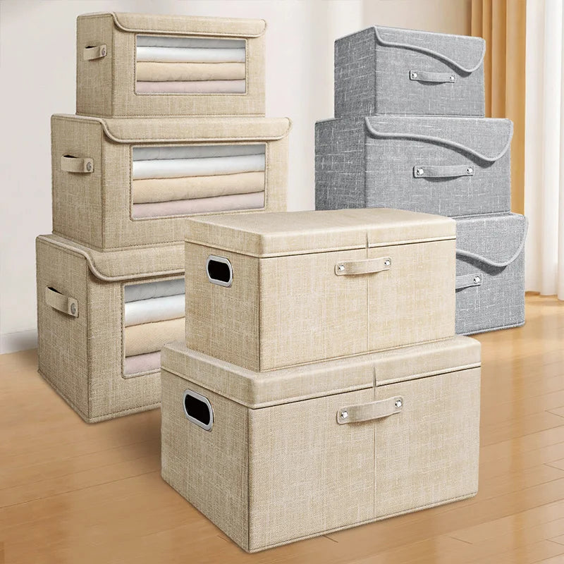 Large Foldable Storage Box with Lid – Heavy Duty Wardrobe Organizer for Clothes & Toys