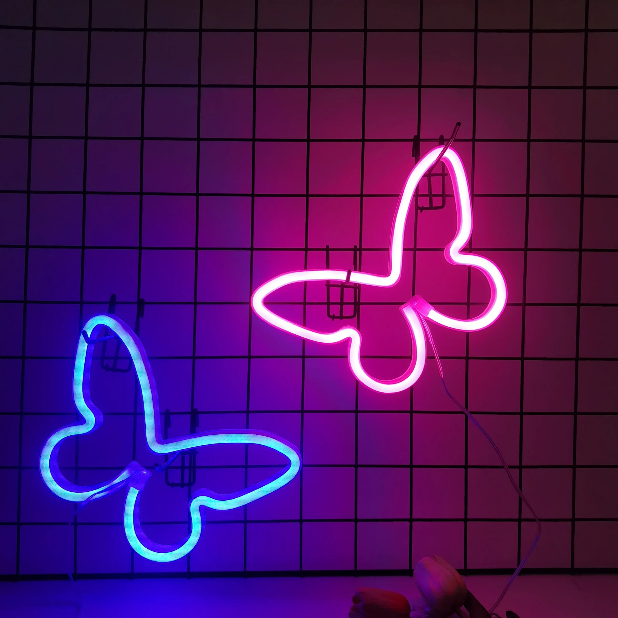 Aesthetic Butterfly & Heart LED Neon Sign | Dimmable Wall Decor for Bedroom, Parties & Gifts