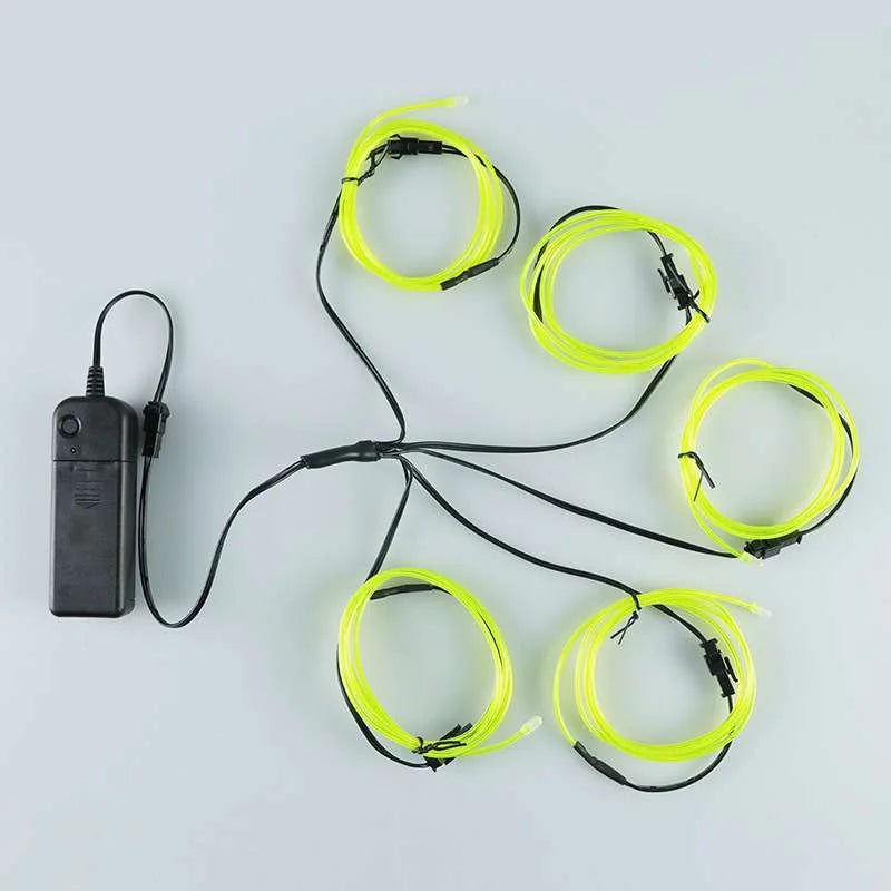 5-in-1 EL Wire Neon Glow Kit | DIY LED Costume & Party Lights | Portable Luminous Wire for Dance & Decor