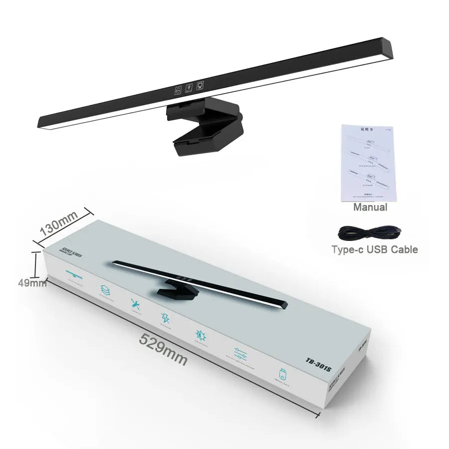 Pro-Focus 50cm Monitor Light Bar – Asymmetric Eye-Care Screen Hanging Lamp with Stepless Dimming