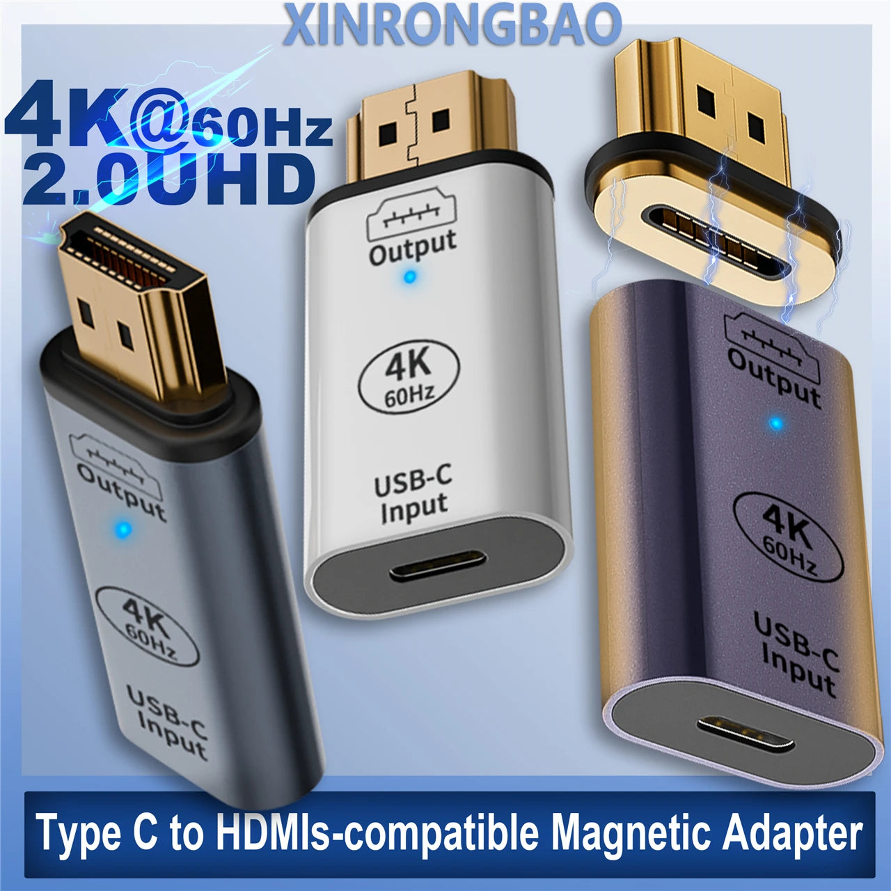 4K@60Hz USB-C to HDMI Magnetic Adapter – Ultra HD Display Converter for Laptops & Tablets