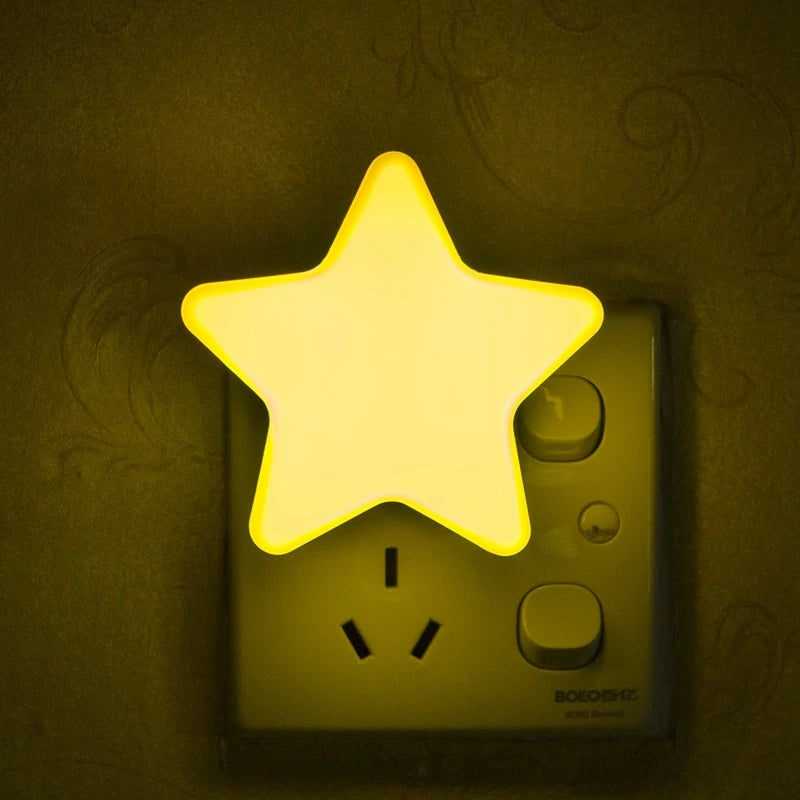 Celestial Star LED Plug-In Night Light – Automatic Dusk-to-Dawn Sensor for Kids' Rooms & Hallways