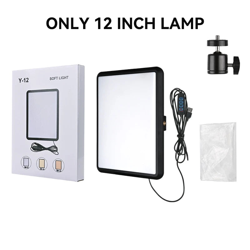 Dimmable LED Video Light Panel with Adjustable Tripod Stand | Portable Photography Fill Lighting