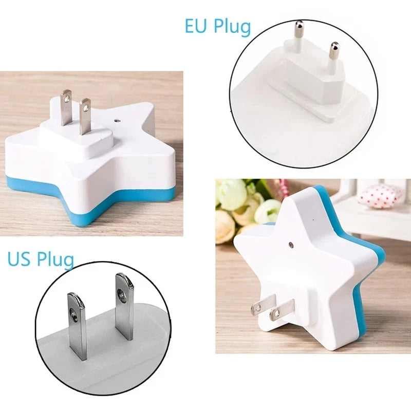 Celestial Star LED Plug-In Night Light – Automatic Dusk-to-Dawn Sensor for Kids' Rooms & Hallways