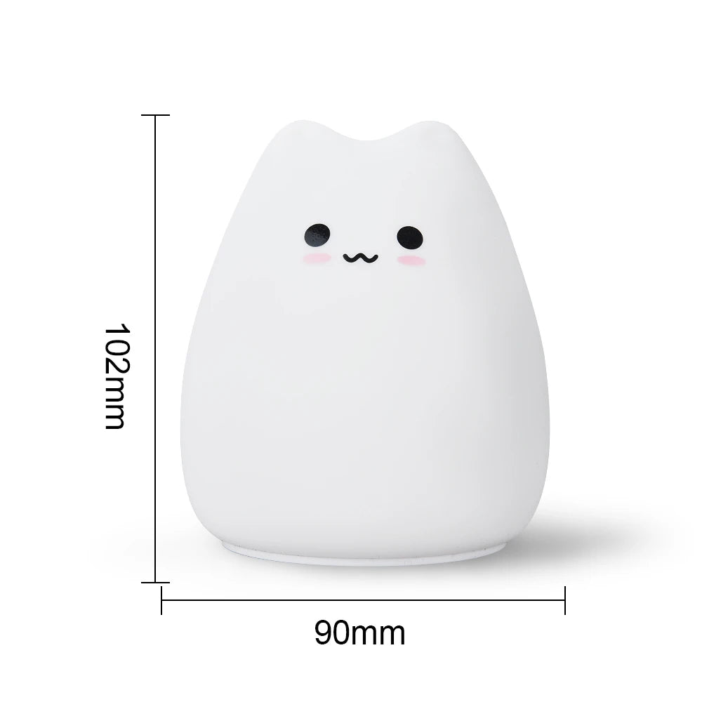 Silicone Animal Night Light for Kids | Dimmable Touch Sensor LED | 7-Color Changing Nursery Lamp