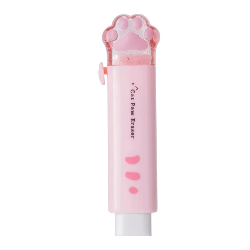 Kawaii Cat Paw Retractable Eraser – Cute Push-Pull Rubber for School, Drawing & Office